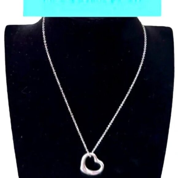 Tiffany & Co. with COA Elsa Peretti Open Heart Pendant Necklace - Picture 1 of 7